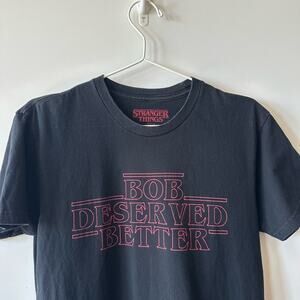 Stranger Things Bob Deserved Better Black Short Sleeve Shirt size Small
